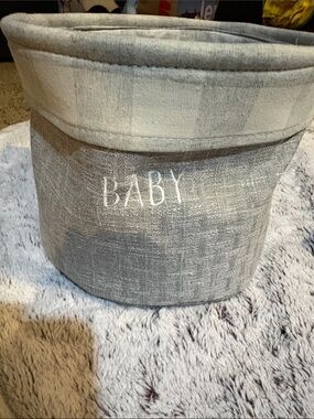 Neutral Gray Fabric Storage Bin “baby” - Brand: RG Home